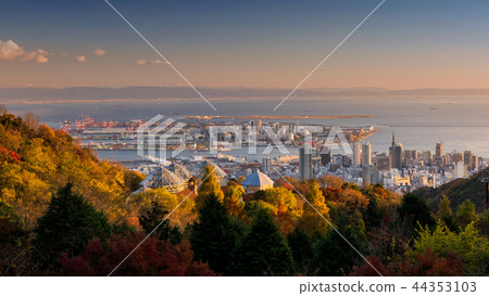 Kobe skyline cityscape during sunset, Japan 44353103