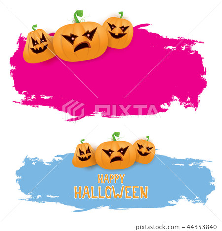 Halloween web pink grunge Banner or poster with Halloween scary pumpkins isolated on white 44353840