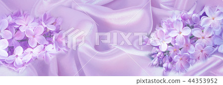 Pink-violet lilac flowers on the silk fabric 44353952