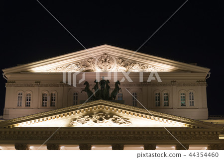 Night view of the facade of the Moscow Bolshoi theatre (Big Theatre) in Moscow, Russia Night view of the facade of the Moscow Bolshoi theatre (Big Theatre) in Moscow, Russia 44354460