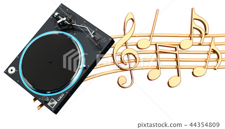 Musical concept. Phonograph turntable with notes 44354809