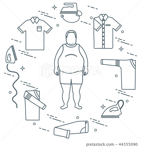 Fat man, irons and different clothes Fat man, irons and different clothes 44355090