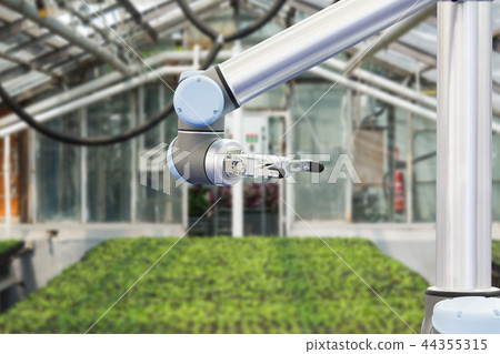 The robot arm in a greenhouse The robot arm in a greenhouse 44355315