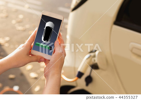 Electric car charging point.  44355327