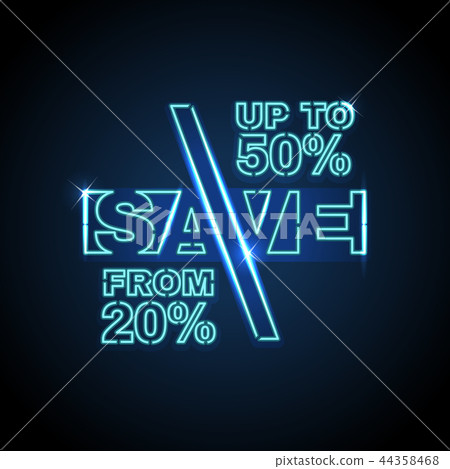Blue neon discount sale sign Blue neon discount sale sign 44358468