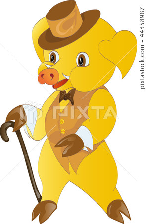 Little cute yellow piggy. Real gentleman 44358987