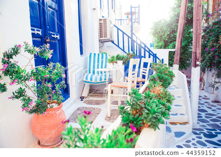Beautiful terrace exterior with cycladic style. 44359152