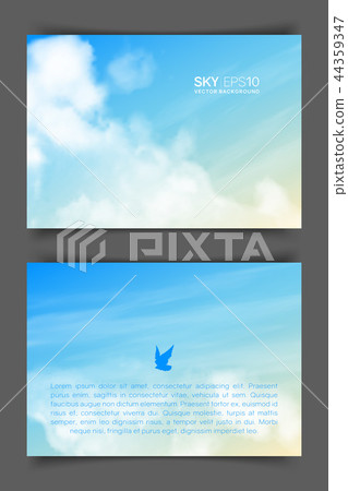 Two-sided horizontal flyer of a4 format with realistic beige-blue sky 44359347