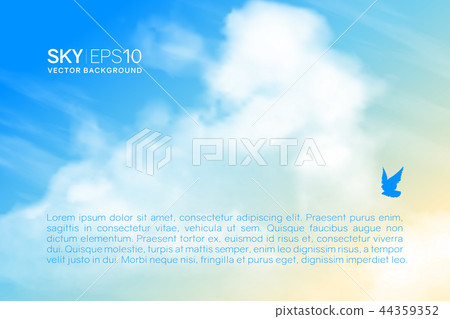 Horizontal vector background with realistic beige-blue sky and clouds. 44359352