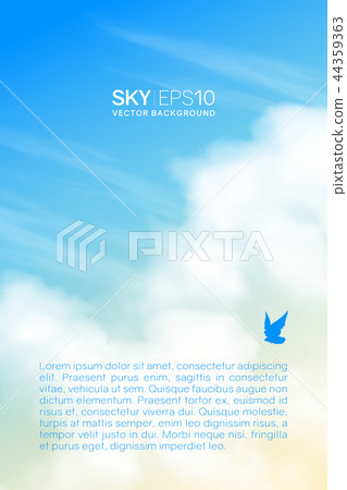 Vertical vector background with realistic beige-blue sky and clouds. Vertical vector background with realistic beige-blue sky and clouds. 44359363