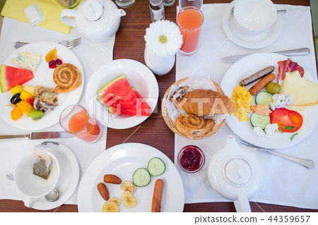 Tasty traditional appetizing yummy breakfast at the restairant Tasty traditional appetizing yummy breakfast at the restairant 44359657