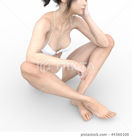 Female skin care image Leg legs perming3DCG Illustration material 44360100