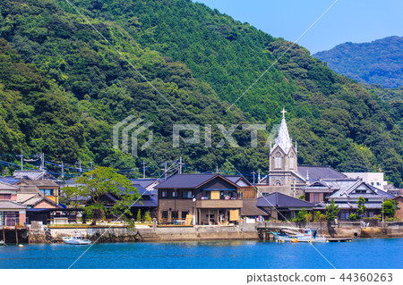 World Heritage site with a view of the Catholic Aizu Church and Aizu village [Amakusa City, Kumamoto Prefecture] 44360263
