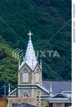World Heritage site with a view of the Catholic Aizu Church and Aizu village [Amakusa City, Kumamoto Prefecture] 44360267