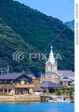 World Heritage site with a view of the Catholic Aizu Church and Aizu village [Amakusa City, Kumamoto Prefecture] 44360268