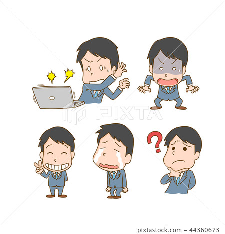 Male office worker facial expression set Male office worker facial expression set 44360673