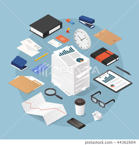 Isometric Office Work Illustration 44362604