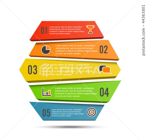 Vector infographic template with 3D paper label. 44363801