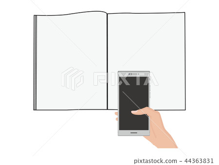 拿著在雜誌的手智能手機 44363831
