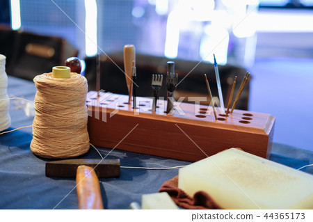 leather craft DIY instrument tool. craftsman working desk leather craft DIY instrument tool. craftsman working desk 44365173