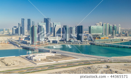 Aerial skyline of Abu Dhabi city centre from above timelapse Aerial skyline of Abu Dhabi city centre from above timelapse 44365571