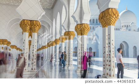 Sheikh Zayed Grand Mosque timelapse in Abu Dhabi, the capital city of United Arab Emirates 44365835