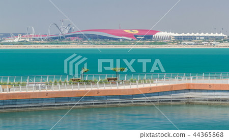 Ferrari world view in Yas Island Abu-Dhabi timelapse 44365868