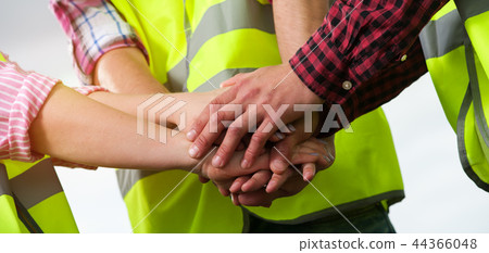 Concept of engineers and windmills Concept of engineers and windmills 44366048