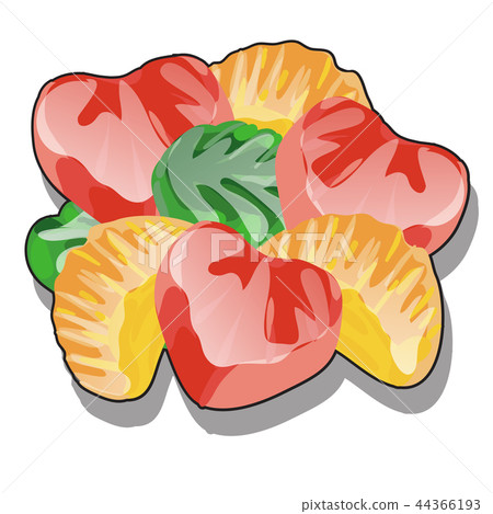 Bunch of molded marmalade with a glossy surface, colored transparent fruit jelly isolated on white Bunch of molded marmalade with a glossy surface, colored transparent fruit jelly isolated on white 44366193