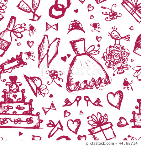 Seamless pattern with wedding design elements 44368714