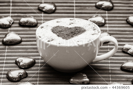 Cup of coffee with heart symbol Cup of coffee with heart symbol 44369605
