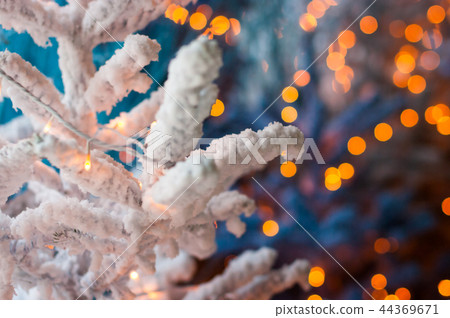 Chrismas tree and illuminated decoration background Chrismas tree and illuminated decoration background 44369671