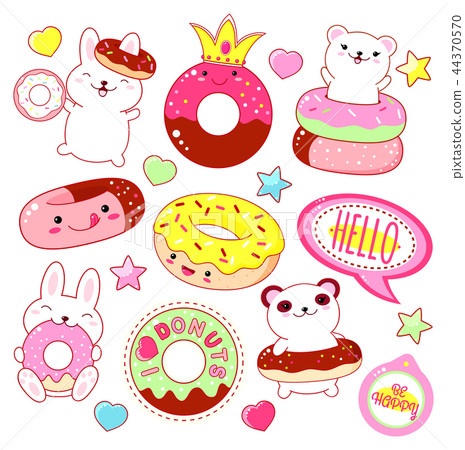Set of cute donuts icons Set of cute donuts icons 44370570