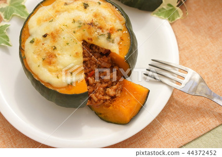 Halloween-whole pumpkin stuffed food 44372452