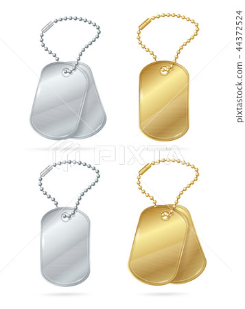 Realistic 3d Detailed Shiny Tags or Medallions Set. Vector 44372524