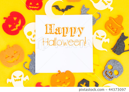 Halloween scene on orange background 44373097