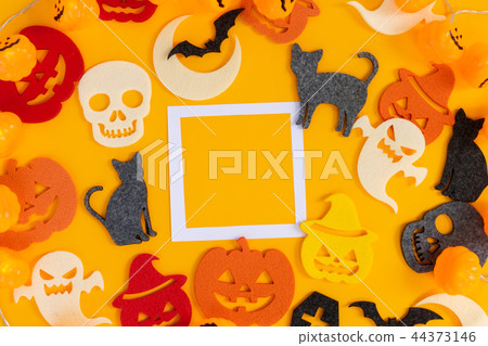 Halloween scene on orange background Halloween scene on orange background 44373146