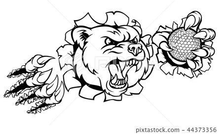 Bear Holding Golf Ball Breaking Background 44373356