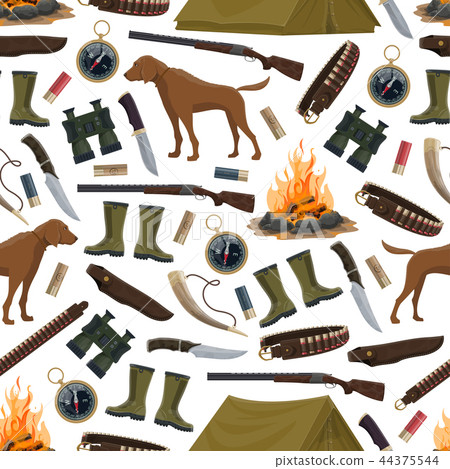 Hunting equipment and ammo seamless pattern 44375544