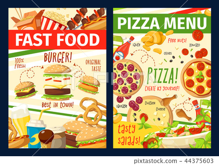 Vector fast food snacks and meals menu 44375603