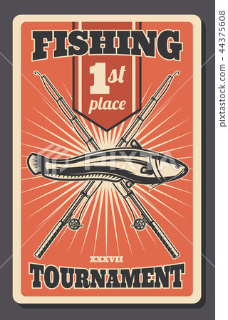 Sheatfish fishing tournament retro vector Sheatfish fishing tournament retro vector 44375608