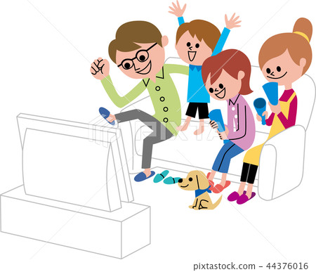 Bright family watching sports 44376016