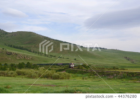 Passenger train running in Mongolia Passenger train running in Mongolia 44376280
