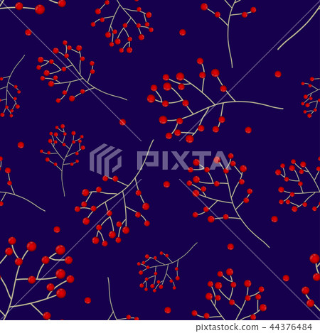 Red Berry Christmas on Navy Blue Background. 44376484