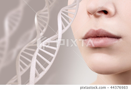 Perfect female lips among DNA chains. 44376983