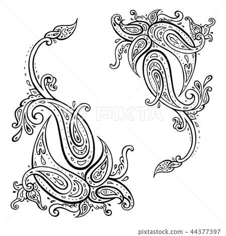 Exotic Paisley. Ethnic ornament, Hand Drawn Boho Vector illustration Exotic Paisley. Ethnic ornament, Hand Drawn Boho Vector illustration 44377397