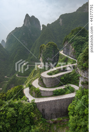 Mountains road in Tianmenshan nature park - China 44377791