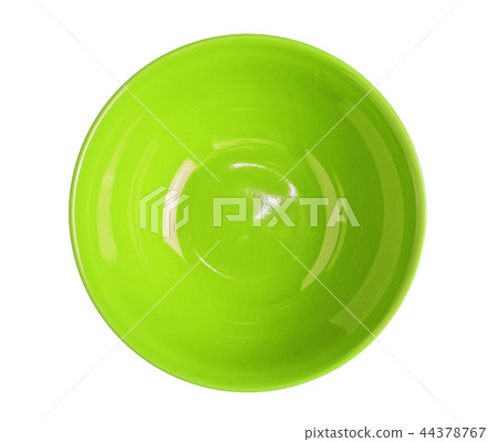 Top view green  empty bowl isolated on white backg 44378767
