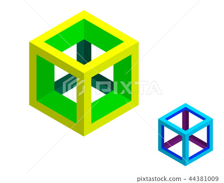 Abstract cube wireframe. Isolated on white 44381009