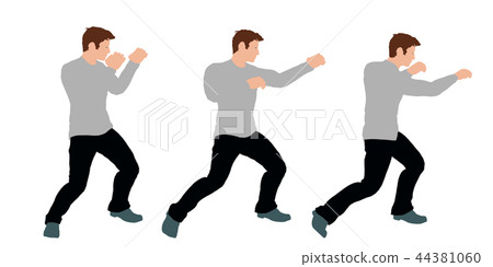 Man beats a punch. Isolated on white background. Man beats a punch. Isolated on white background. 44381060